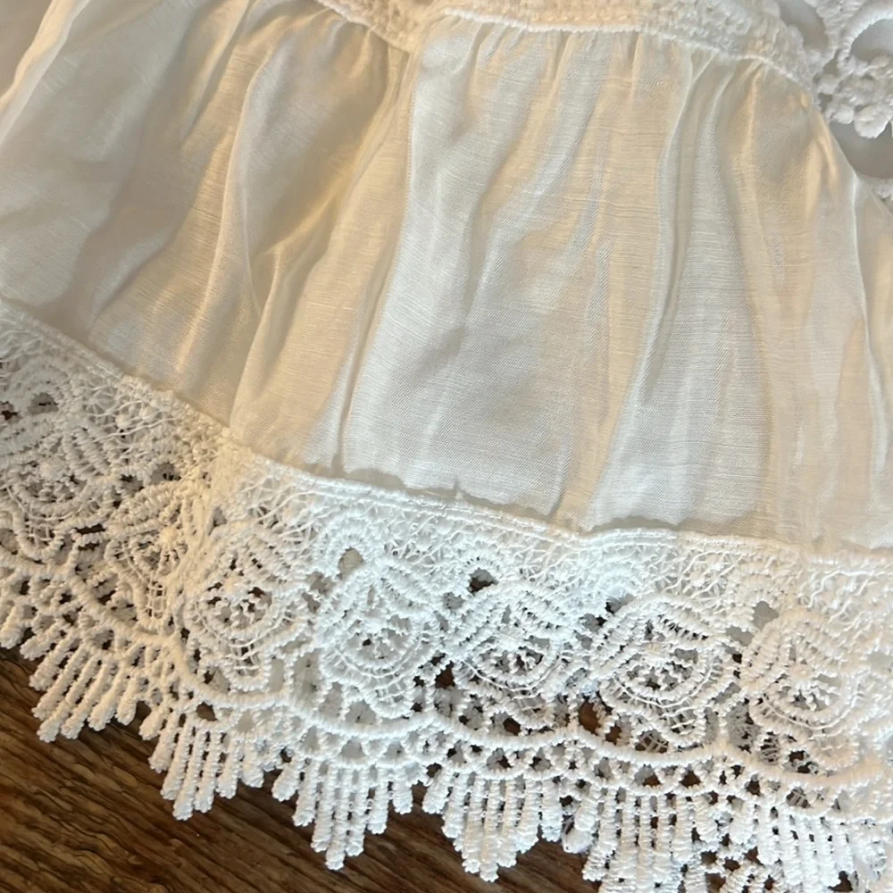 Elan White Lace Skirt Boho Tier Ruffles Peekaboo Lace Size M - Picture 4 of 9